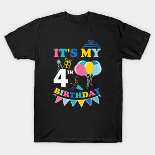 Kids It's My 4th Birthday Celebrating four years T-Shirt